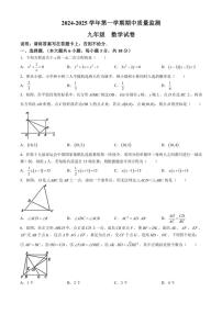 江西省萍乡市2024～2025学年九年级(上)期中数学试卷(含答案)