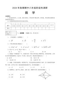 河南省南阳市淅川县2024～2025学年八年级(上)期中阶段调研数学试卷(含答案+答题卡)