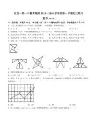 北京一零一中教育集团2023-2024学年九年级上学期月考数学试题