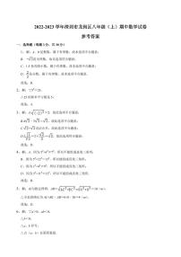 2022-2023学年深圳市龙岗区八年级（上）期中数学试卷