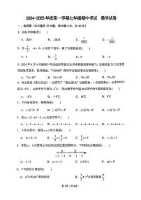 安徽省合肥市第四十五中学2024-2025学年上学期七年级数学期中试题