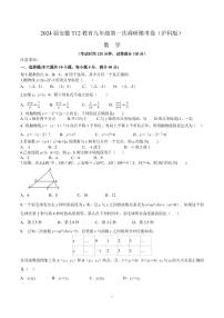 2024年安徽T12教育九年级上学期8月数学第一次调研模考卷（沪科版）