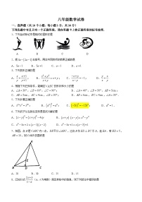 湖北省武汉市汉阳区2023-2024学年八年级上学期期末数学试题(含答案)