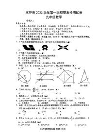 2023-2024学年浙江省台州市玉环市九年级（上）期末数学试卷