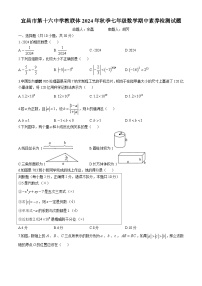 湖北省宜昌市第十六中学教联体 2024-2025学年上学期 七年级数学期中素养检测试题 (无答案)