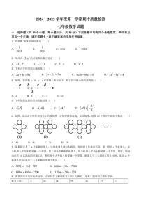 湖北省武汉市硚口区(经开)区2024～2025学年七年级(上)期中数学试卷(含答案)