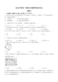 浙江省金华市义乌市七校联考2024～2025学年九年级(上)期中数学试卷(含答案)