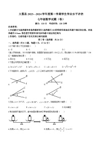 陕西省渭南市大荔县2023-2024学年七年级上学期期末数学试题（含答案）