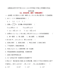 安徽省安庆市怀宁县2024--2025学年八年级上学期期中考试数学试卷
