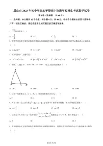 2023年四川省眉山市中考真题数学真题