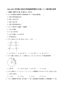 浙江省杭州市观成教育集团2024-2025学年九年级上学期期中考试数学试卷