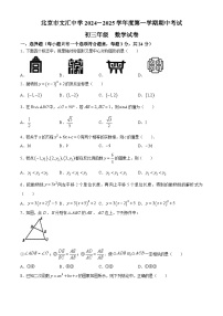 北京市文汇中学2024-2025学年九年级上学期期中考试数学试题(无答案)