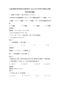 2023-2024学年山东省德州市平原县三校联考七年级(上)期中数学试卷（解析版）