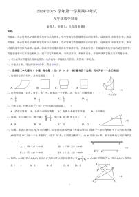 广东省深圳市福田区外国语学校（集团）2024-2025学年九年级上学期11月期中考试数学试题