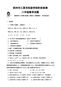 山东省青岛市胶州市三里河实验学校2023-2024学年八年级下学期3月月考数学试题