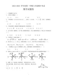 2024～2025学年安徽省淮北市八年级(上)期中数学试卷(含答案)