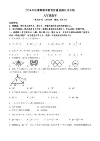 广西壮族自治区玉林市2024～2025学年九年级(上)期中数学试卷(含答案)