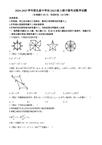 重庆市礼嘉中学校2024-2025学年度上学期期中考试八年级数学试题(无答案)