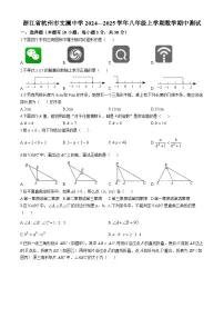 浙江省杭州市文澜中学2024—2025学年八年级上学期数学期中测试