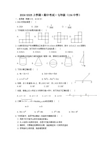 辽宁省沈阳市第一三四中学2024-2025学年上学期 七年级期中考试数学试题