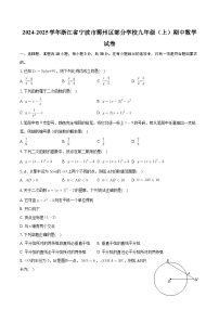 浙江省宁波市鄞州区部分学校2024-2025学年九年级上学期期中数学试卷