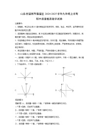 2024-2025学年山东省淄博市临淄区九年级(上)期中质量检测数学试卷(解析版)