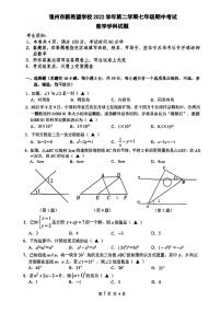 温州新希望联盟2022-2023学年七年级下学期期中考试数学试题+答案