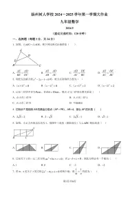 江苏扬州中学教育集团树人学校2024年九年级上学期月考数学试题（原卷版+解析版）