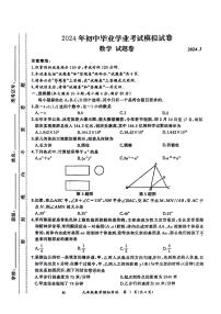 安徽省2024年初中毕业学业考试模拟数学卷（PDF版，含答案）