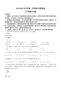 山东省济宁市高新区2024～2025学年九年级(上)期中数学试卷(含答案)