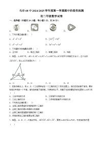 新疆乌鲁木齐市第六十八中学2024-2025学年八年级上学期期中数学检测(无答案)