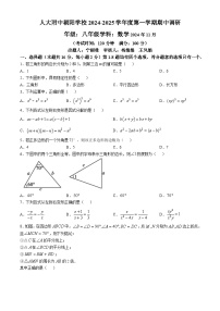 北京市中国人民大学附属中学朝阳学校 2024-2025学年八年级上学期期中数学测试 (无答案)