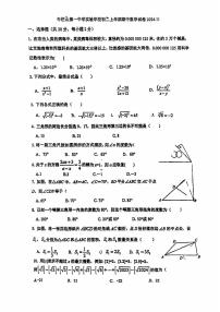 北京市顺义牛栏山第一中学实验学校2024-2025学年八年级上学期期中考试数学试题