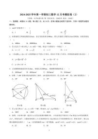 苏州市2024～2025学年初三(上)数学12月考模拟卷(2)(含详解)