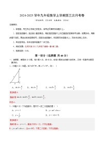 九年级数学第三次月考卷（济南专用，北师大版九下第1~2章）2024+2025学年初中上学期第三次月考