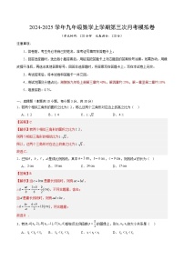 九年级数学第三次月考卷（湖南省专用，主要测试范围：湘教版九上第三章至第四章）2024+2025学年初中上学期第三次月考