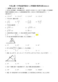 北京市顺义牛栏山第一中学实验学校2024-2025学年八年级上学期期中考试数学试题