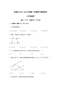 江苏省宿迁市宿城区2023-2024学年七年级下学期期中数学试题(含解析)