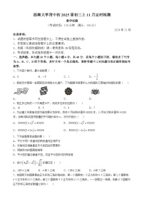 重庆市西南大学附属中学校2024-2025学年九年级上学期11月月考数学试卷(无答案)