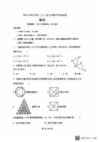 福建省厦门双十中学2024-2025学年上学期期中考试九年级数学试卷