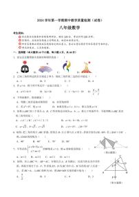 浙江省杭州滨和中学2024～2025学年八年级(上)期中教学质量检测数学试卷(含答案)