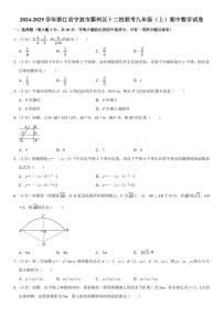 2024-2025学年浙江省宁波市鄞州区十二校联考九年级（上）期中数学试卷  含详解