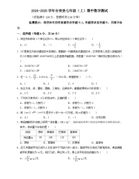 辽宁省鞍山市台安县2024-2025学年上学期七年级期中数学测试