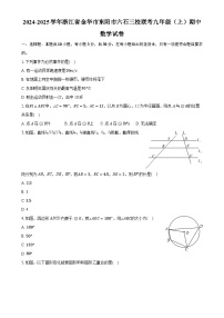 浙江省金华市东阳市六石三校联考2024-2025学年九年级上学期期中数学试卷-A4