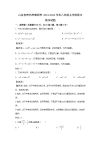 2023~2024学年山东省青岛市莱西市八年级(上)期中数学试卷(解析版)