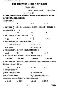 2024-2025成都树德中学八上数学半期测试卷（无答案）