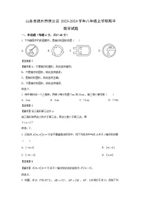 2023~2024学年山东省德州市庆云县八年级(上)期中数学试卷(解析版)