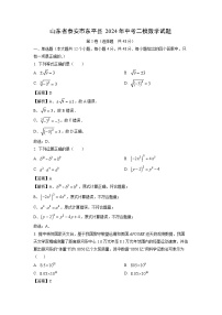 2024年山东省泰安市东平县中考二模数学试卷(解析版)