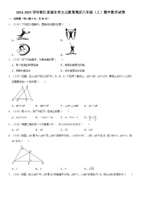 2024-2025学年浙江省丽水市文元教育集团八年级（上）期中数学试卷（含详解）