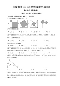 江苏省镇江市2024-2025学年苏科版数学八年级上册 第二次月考押题练习